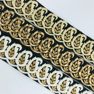 Geborduurd sari-stoflint voor bohokleding, trouwjurk, sari-rand, sari-rand, tafelloper, Indiase versiering op maat gesneden