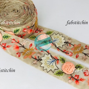 Indian Embroidered Fabric Trim By Yard Embellishment Saree Ribbon Sewing Crafting Embroidery Border Wedding Dress Trimmings Cushion Covers