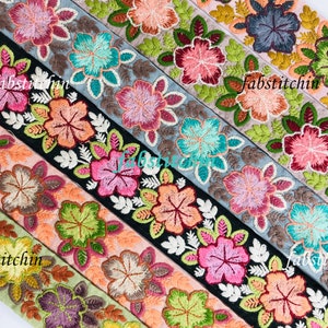9 Yards Floral Embroidered Trim Sari Embellishment Floral Border Embroidery Saree Ribbon Cushions Home Décor Sewing Clothing Trimmings