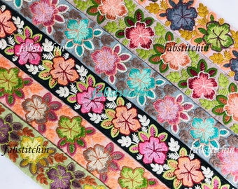 9 Yards Floral Embroidered Trim Sari Embellishment Floral Border Embroidery Saree Ribbon Cushions Home Décor Sewing Clothing Trimmings