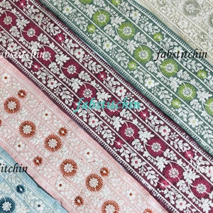 9 Yards Indian Floral Embroidered Trim Embroidery Trimmings Saree Ribbons Wedding Sari Cushions Home Décor tape Sewing DIY Crafting Border