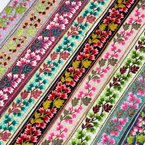 Floral Paisley Indian Embroidered Border Crafting Sewing Decorative Fabric Sari Trim Cushions Cover Trimming Ribbons Tapes | FabStitchIN