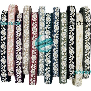 9 Yards Indian Lace Trim, embroidered Net Fabric Trim/Ribbon Sari Fabric Trim-Table Runner-Art Quilt fabric trim-Silk Sari Border Trim