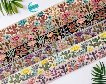 3 Yards 2 inche Floral Embroidery Trim Tape Gray Floral Ribbon Embellishment Lace Sari Trim DIY Crafting Ukulele Strap Bag Belt Table Runner