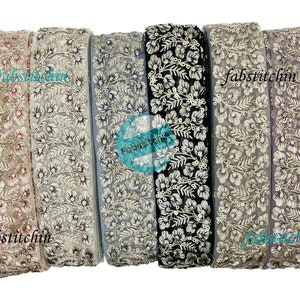 Net Fabric Saree Border Indian Lace Trim By The Yard, Sari Fabric Trim Table Runner-Art Quilt fabric trim Sari Border Silk Fabric