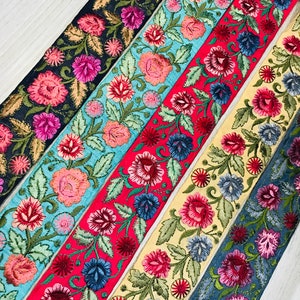 Floral Paisley Indian Embroidered Border Crafting Sewing Decorative Fabric Sari Trim Cushions Cover Trimming Ribbons Tapes| FabStitchIN