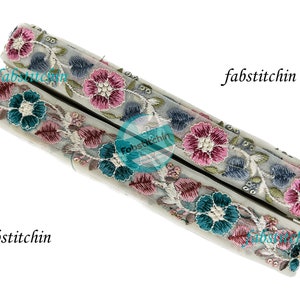Embroidered Net Fabric Ribbon Trim, Wedding Dress, Sari Border, Saree Fabric, Art Quilt, Indian Lace Trim, Table Runner Silk Fabric