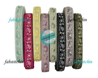 Indian Embroidered Trim Sari Fabric Gift Wrapping Ribbon Embellishment Sewing DIY Crafting Border Embroidery Cushions Lace Home Decor