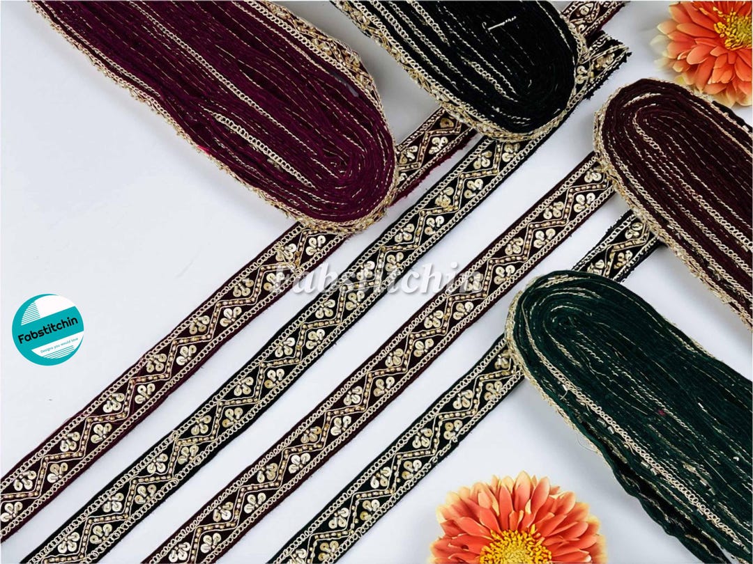 9 Yards Beautiful Thread Work Trim Embellishment Tape Indian ...