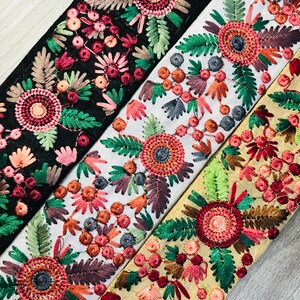 Floral Stoff trimmen gestickt Bordüre Basteln Nähen Dekorativer Stoff Sari Zierkissen Besatz Bänder Bänder | FabStitchIN