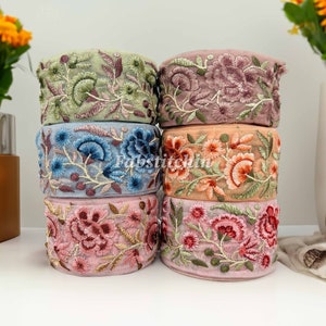9 Werften Indisch-Bestickte Netz Borte-Seide Sari Stoff-Fancy-Spitze Trim-Verschönerung Saree Besatz-Band Nähen Crafting-Hochzeitskleid