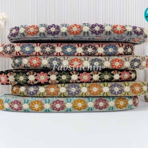 9 Yards Floral Multi Colour Embroidered Saree Border trim for Dupattas-Embroidered Fabric Lace-Bag strap belt-Lehengas-Skirt-Hairband-Bow