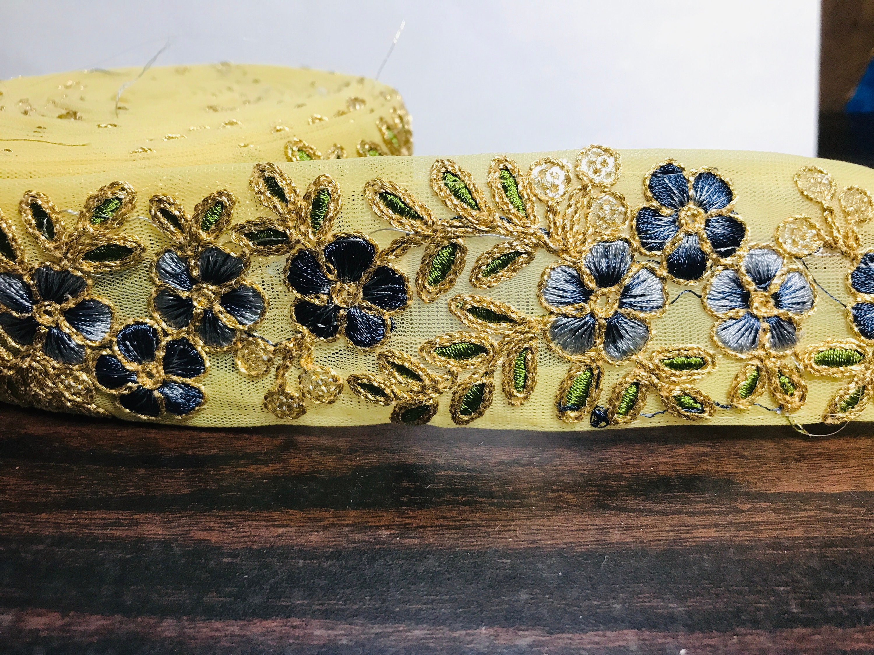 Beige Organza Fabric Trim Indian Embroidered Sari Ribbon | Etsy