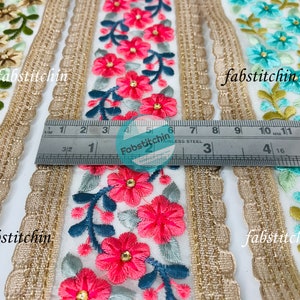 Indian Trim by the yard Embroidered Drapery Embellishments Hats Bag Saree Trimming Decorative Ribbon Crafting Sewing Sari Borders Home Decor
