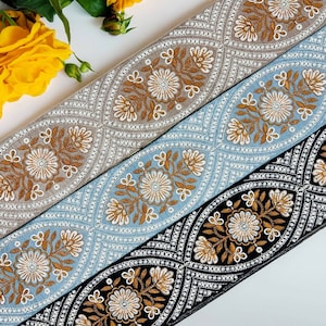 Saree Border Indian Lace Trim By Yard Embroidered Ribbon Tape Sari Fabric Trim Table Runner Art Quilt Fabric Trim Saree Silk Fabric Duptta