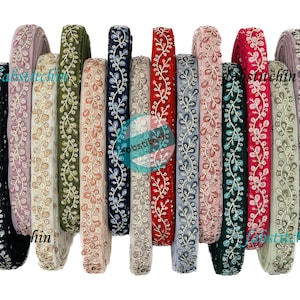 9 Yards Floral Multi-color Embroidered Netting Ribbon, Boho Bag-Strap Belt DIY Crafting Sewing, Jewelry-making, Headband-Hair-bow Trimmings