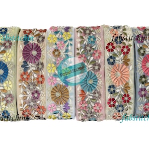 Saree Border, Net Fabric Embroidered Indian Lace Trim By The Yard, Embroidered Ribbon Sari Fabric Trim-Table Runner,Sari Border Silk Fabric