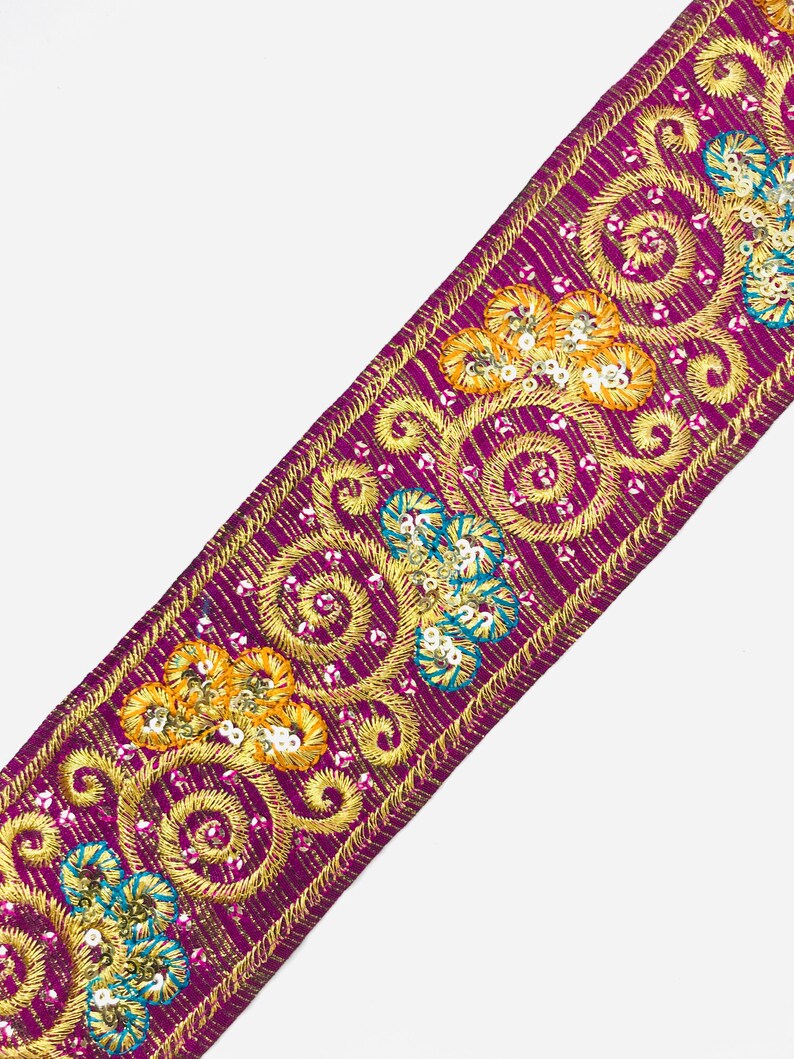 Floral Embroidered Jacquard Silk Fabric Border Ribbons Etsy