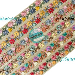 9 iarde di tessuto ricamato floreale per sari, bordatura, costume, nastro, fasce per cappelli, lacci fai da te, fiocchi di nastro, fasce per neonati
