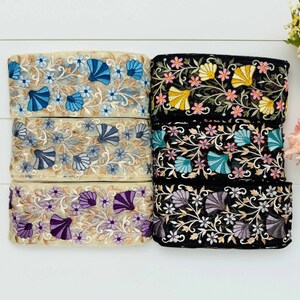 9 Yards Indische nähen Verschönerung Stickerei Stoff Trim Gestickte Saree Band Handwerk Grenze Hochzeit Kleid Trim lehenga Home Décor