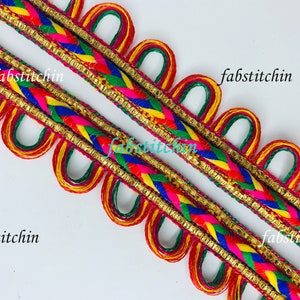 9 Yards Thread work Multi colour Saree Border Lace Floral Sari Silk Ribbons Embroidered Silk Sari Fabric Ribbons Border Trim Art Quilts Trim