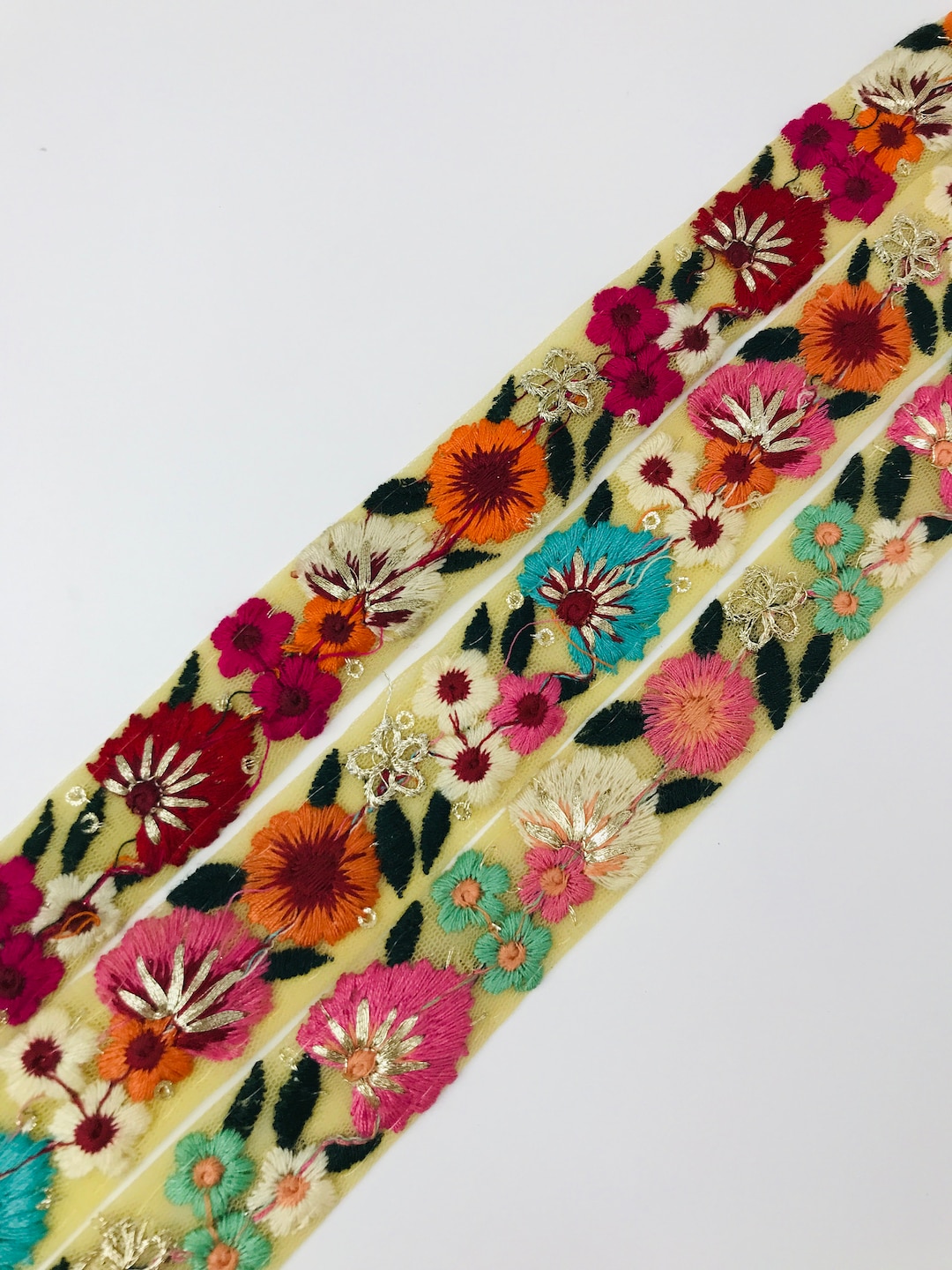 Ruban Dentelle Brodé Floral En Maille – Pour Couture, Mariage, Robe DIY – Vendu Au Mètre