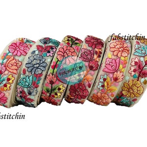 Floral Embroidered Net Trim,Pink, Red, Purple, Floral Border,Floral Embroidery Lace, Peach Net Lace,Floral Trim,Indian Trim, Saree Border