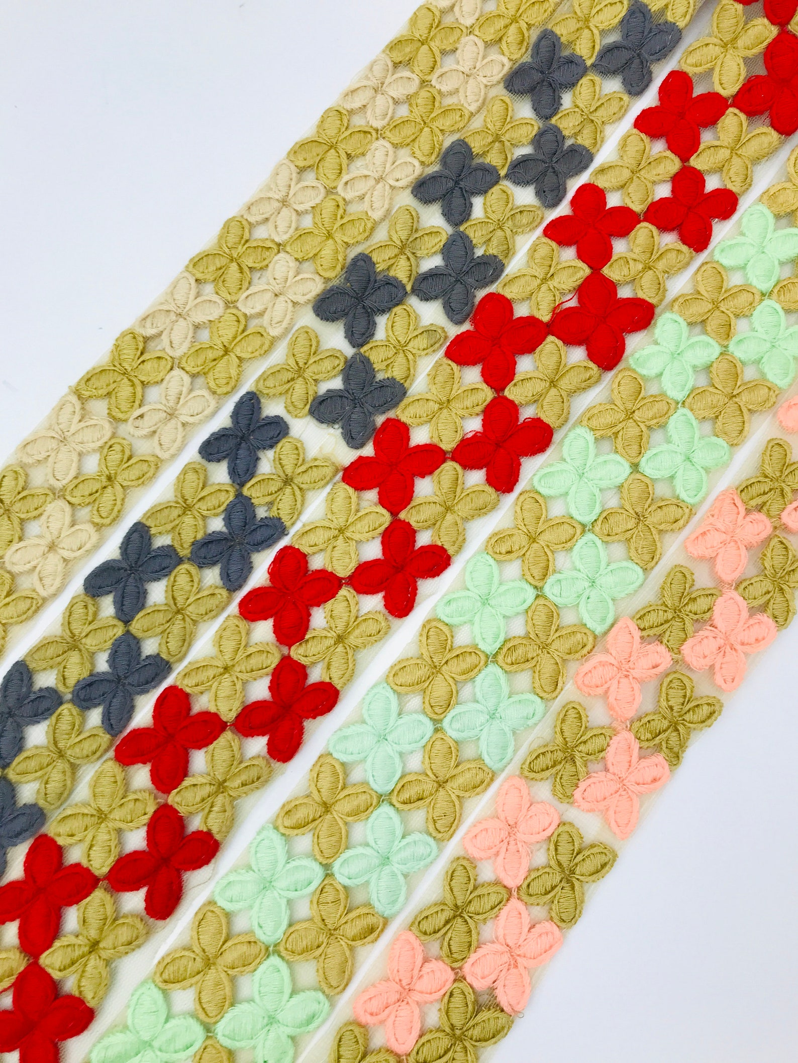 Floral Embroidered Net Fabric Border, Ribbons, Laces, Trims From India ...