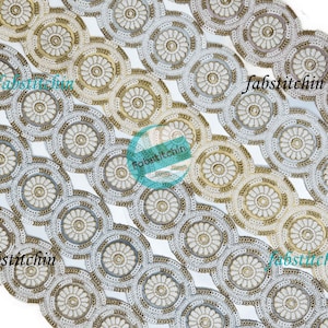 Flower Embroidery Net Fabric Ribbon Saree Border Indian Lace Trim, Tulle Fabric Indian Trim-Table Runner-Art Quilt fabric trim Sari Border
