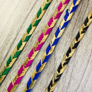 9 Yards Decorative Ribbons Saree Border Lace Floral Sari Silk Ribbons Embroidered Silk Sari Fabric Border Fabric Trim Art Quilts Trim
