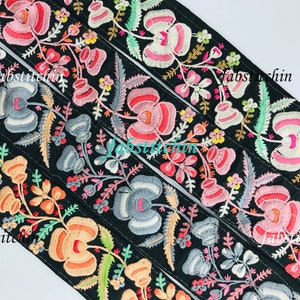 9 Yards Multi-colored Bohemian Fabric Trim-Art Quilt Table Runner-Embroidered Silk Sari Ribbon Border-Silk Sari Fabric-India Fabric Trim