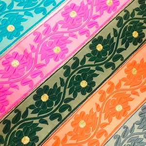 Blumenmuster Schöne Zierleisten Bestickte Borte Basteln Nähen Dekorativer Stoff Sari Bänder Bänder Zierleisten Kissenbezug Borte | FabStitchIN