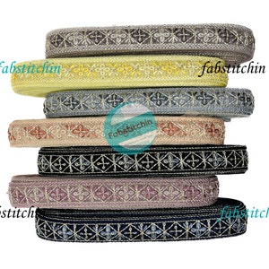 9 yardas de tela de red bordada con encaje floral, adorno para vestido de novia, borde de sari, tela para sari, colcha artística, adorno indio, camino de mesa