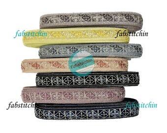 9 Yards Embroidered Net Fabric Lace-Floral Fabric Trim, Wedding Dress, Sari Border, Saree Fabric, Art Quilt, Indian Trim, Table Runner