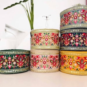 9 Yards Indian Embroidered Trim Hats Bag Belts Saree Trimming Decorative Ribbon Crafting Sewing Sari Borders Home Decor