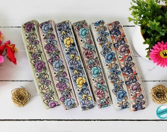 9 Yards sticken Blumenmuster Spitze mehrfarbig gestickt Saree Borte Band Kamera Gürtel DIY Verschönerung Besätze Taschengurt für Frauen