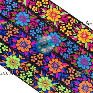 Vibrant Floral Jacquard Trim, Embroidered Indian Trim Indian Fabric Trim Sari Border Craft Ribbon Sari Fabric Trimming Sewing Tape Belts