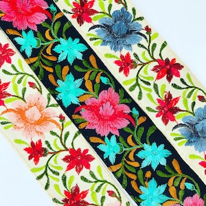 Indian Saree Embroidered Fabric Trim By The Yard DIY Crafting Sari Border Ribbon Decorative Sewing Trimmings Cushions Table Runner