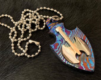 Timascus Axe Pendant – Handmade Titanium Viking Axe Necklace for Men