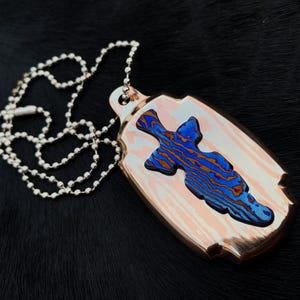 Pendant Necklace Viking Mokume Gold Pendant Timascus Knife Inlay Handmade Jewelry  Dog Tag Personalized Gift for Boyfriend Custom Pendant