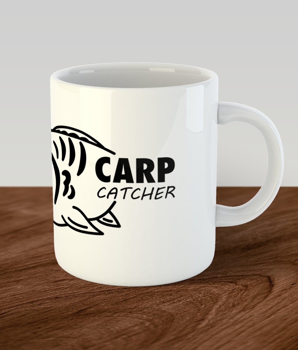 Carp fishing white mug with sublimation black logo ideal gift Etsy
