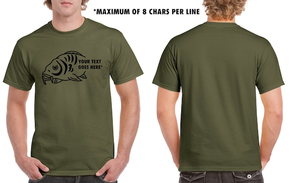 Personalise Carp Fishing Logo T Shirt. Green and Black With Your