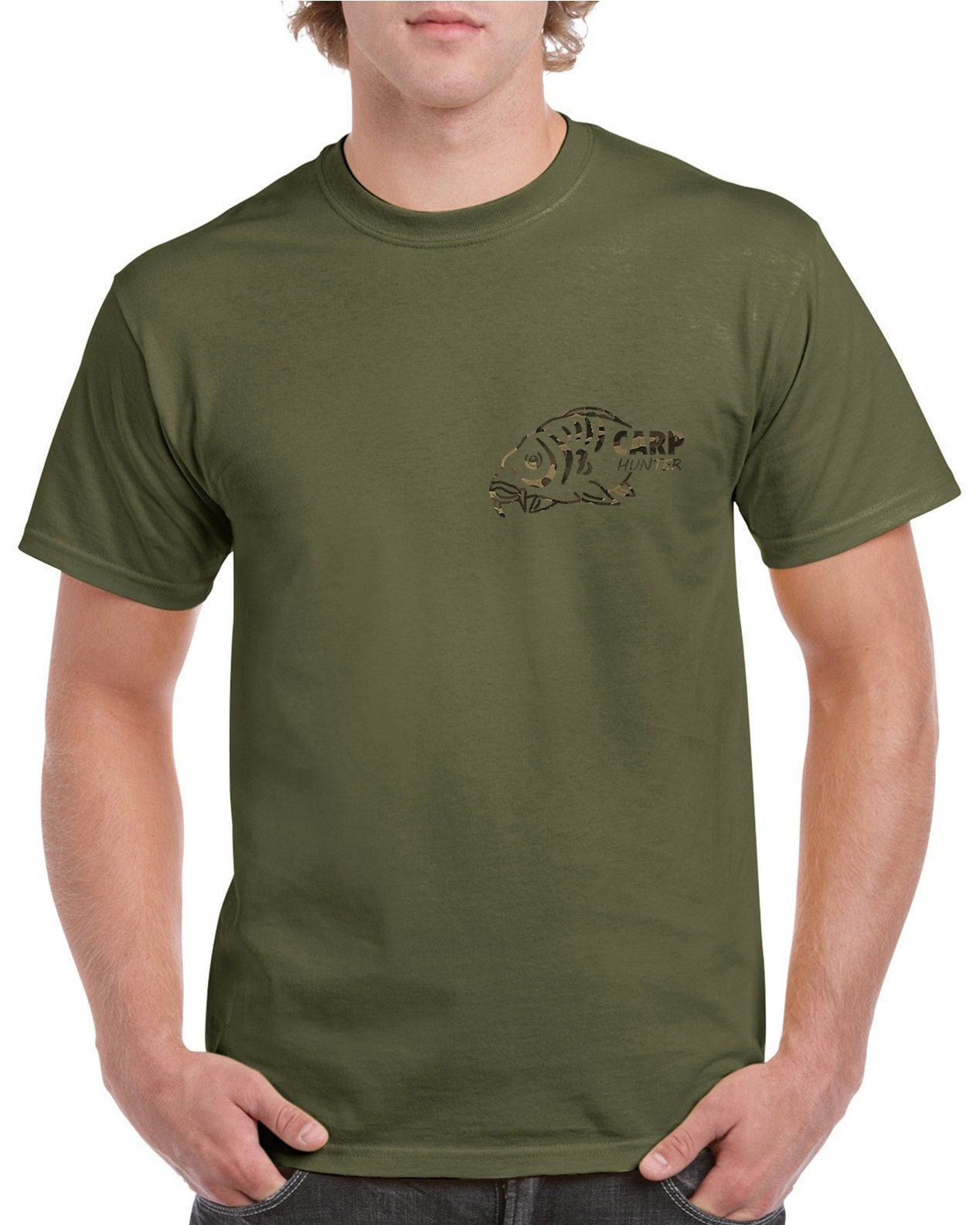 Buy Carp Fishing T Shirt With Small Camouflage Heat Press Vinyl Logo Ideal  Gift for Fisherman CARP HUNTER Online in India 