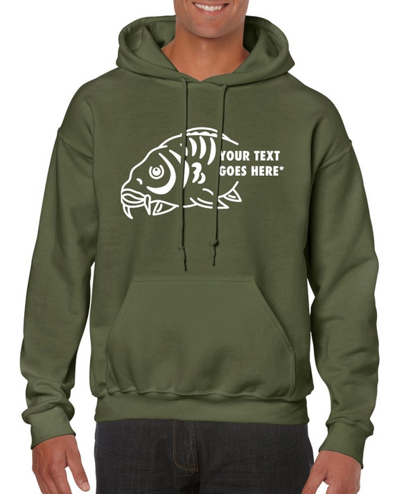 Personalise Carp Fishing Logo Hoodies. Green and Black With Your