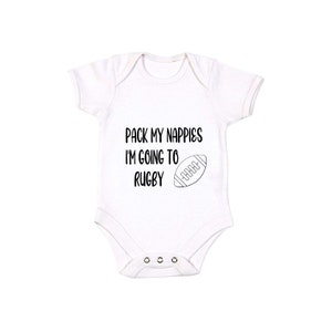 Personalise Pack My Nappies Im Going To Rugby - Baby Bodysuit Vest Ideal Gift For Any Baby Or Toddler