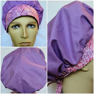 BOUFFANT Batik lavender surgical scrub hat
