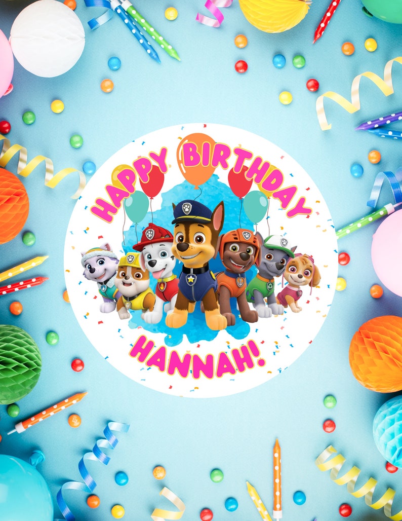 Personalized Paw Patrol Birthday Circle Stickers Birthday | Etsy