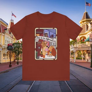 Camiseta unisex con la carta del tarot inspirada en La dama y el vagabundo, camiseta con gráfico de Parks, regalo para fanáticos de Disney, camiseta con animales adorables, camiseta con gráfico novedoso