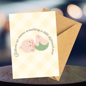 Funny Baby Shower Card: Bottoms Up Pregnancy Greeting Card