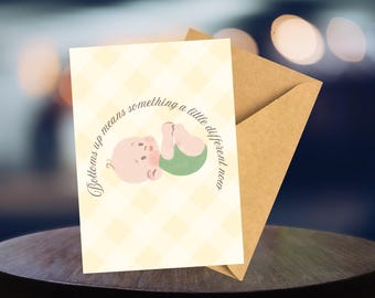 Grappige babyshowerkaart: zwangerschapswenskaart bottoms-up
